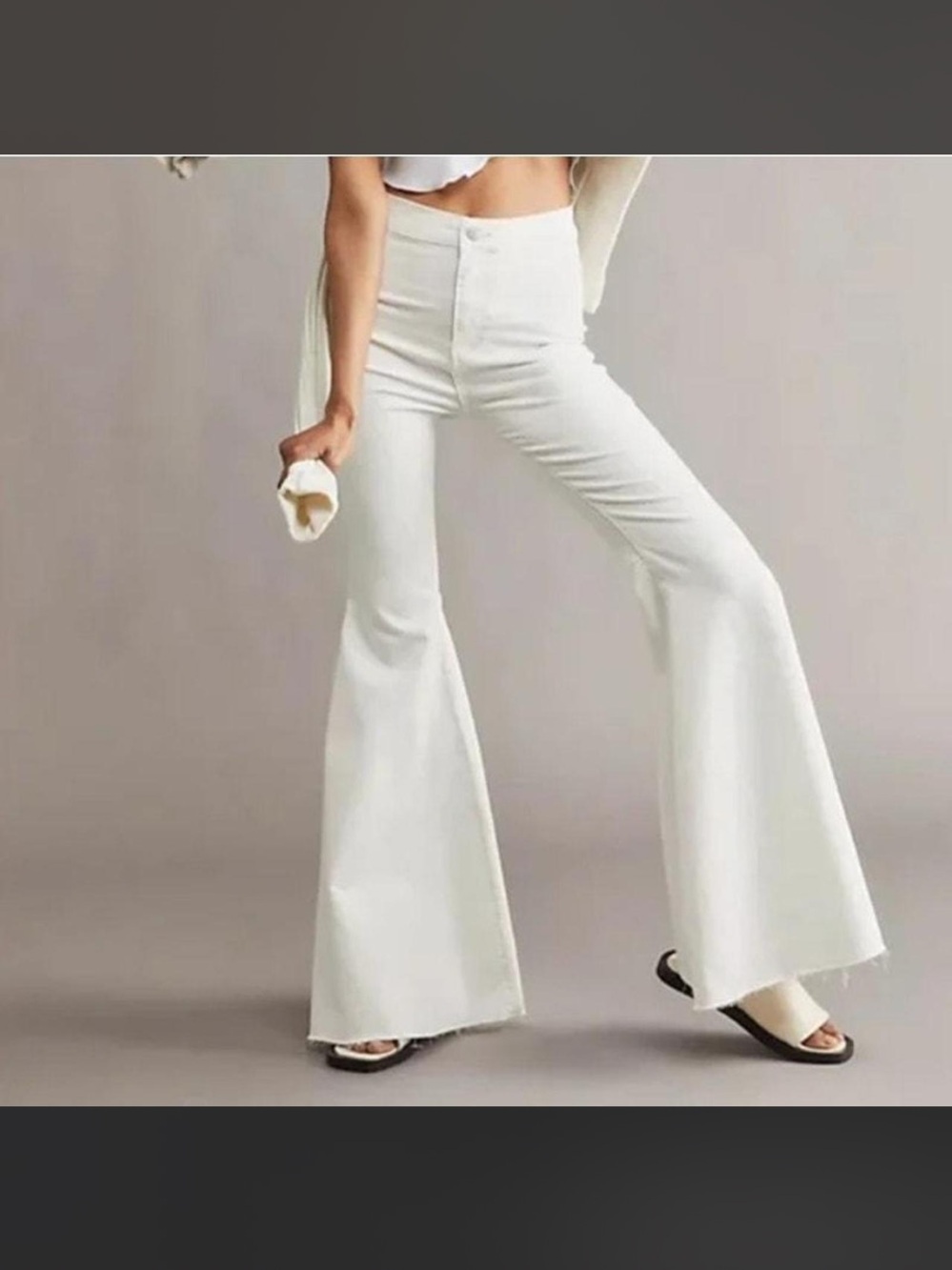Free People Float On Flare Jeans white high revolve wide leg bell summer $128